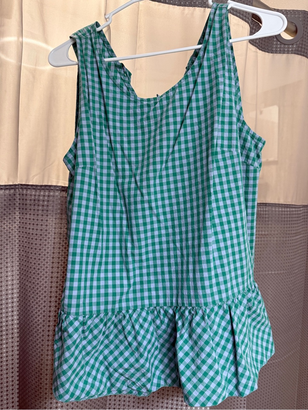 J. Crew Green Gingham Tank size Med